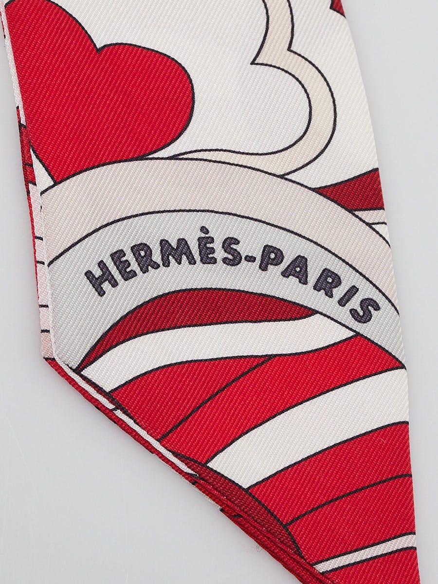 Hermes Rouge/Blanc/Bordeaux Faubourg Rainbow Print Silk