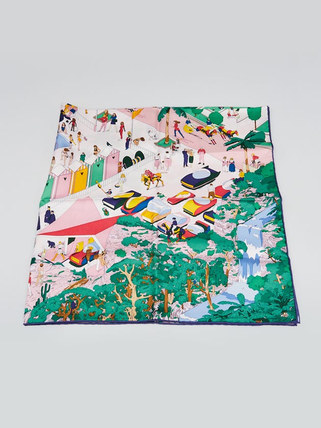 Hermes 90cm Multicolor Silk Hermes On The Beach Square Scarf