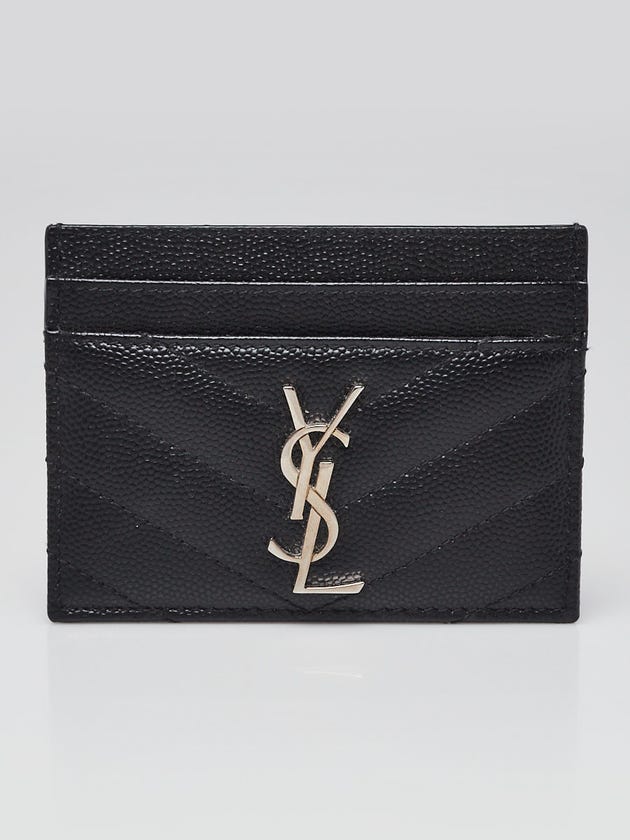 Yves Saint Laurent Black Chevron Quilted Leather Card Holder