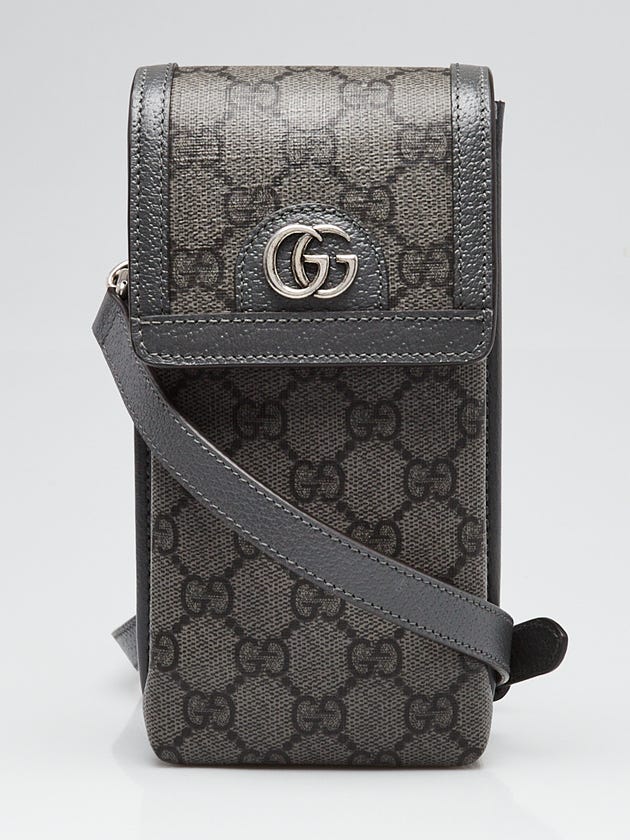 Gucci Grey/Black GG Coated Canvas/Leather Phone Crossbody Bag
