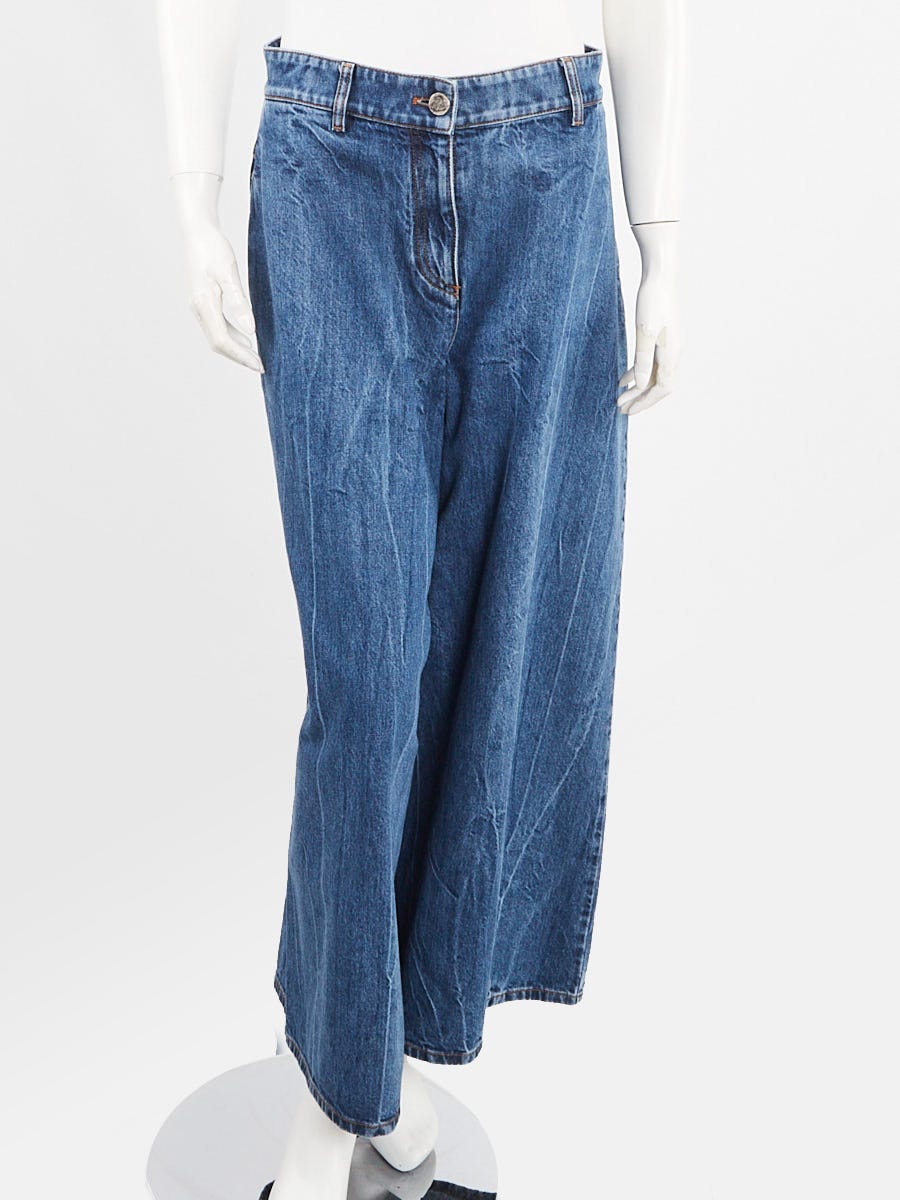 CHANEL 24P Wide Leg Cropped Jeans CC Heart Pockets 36 *New