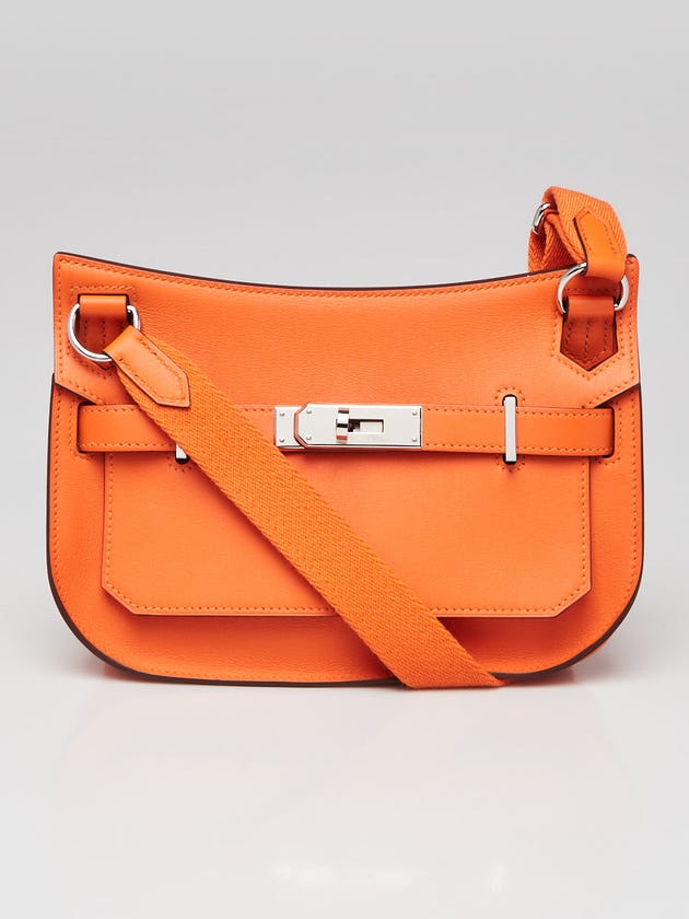 Hermes Orange Feu Swift Leather Palladium Plated Mini Jypsiere Bag