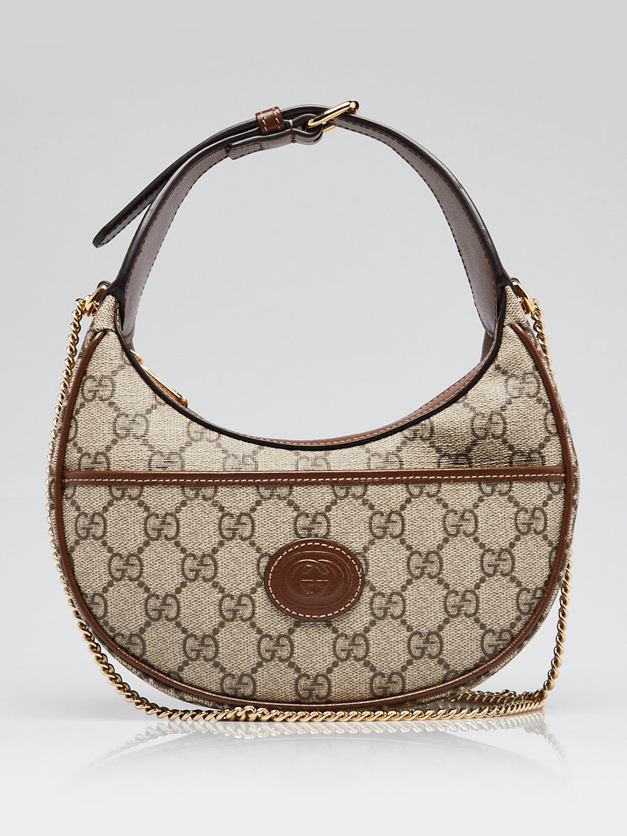 Gucci Beige/Ebony GG Supreme Canvas Half-Moon Mini Shoulder Bag