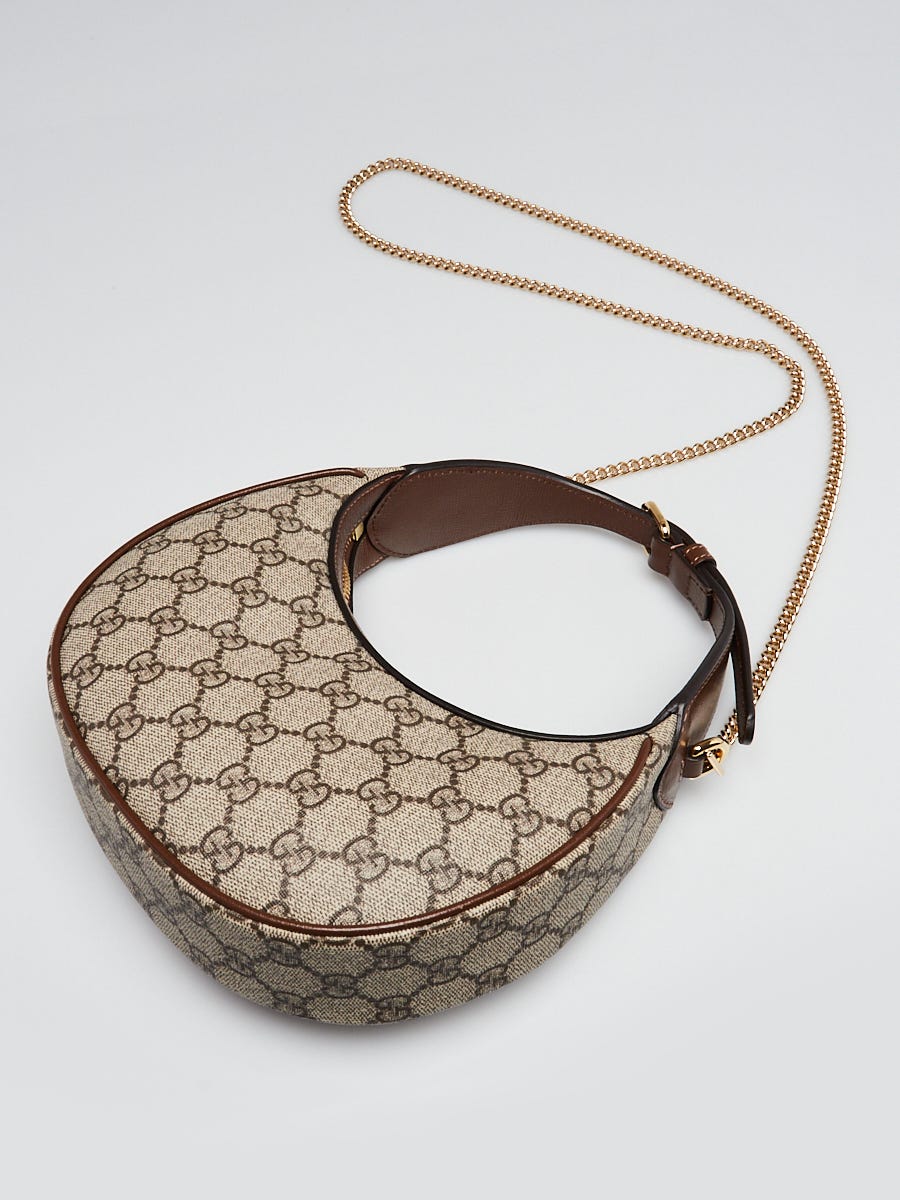 Gucci Beige/Ebony GG Supreme Canvas Half-Moon Mini Shoulder Bag