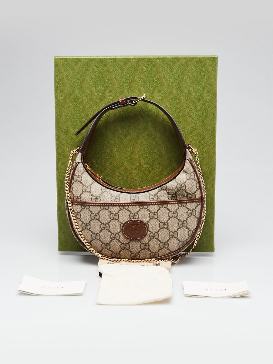 Gucci Beige/Ebony GG Supreme Canvas Half-Moon Mini Shoulder Bag