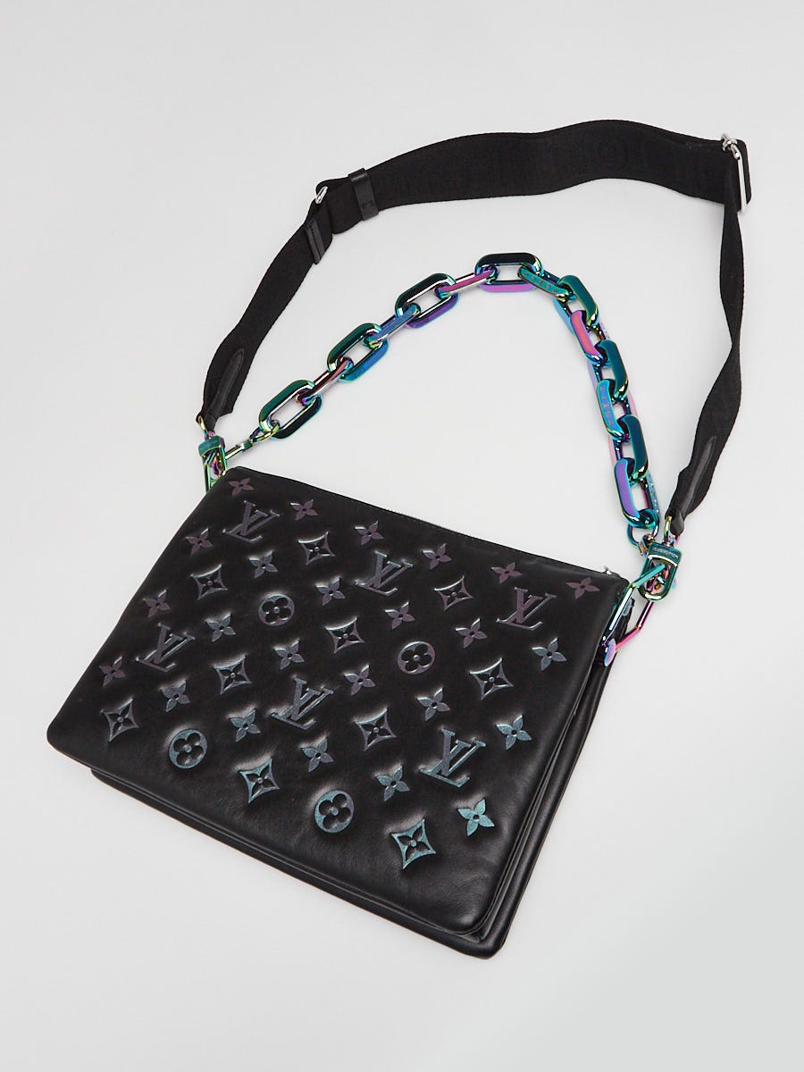 Louis Vuitton Black Monogram Embossed Lambskin Leather Ski Coussin