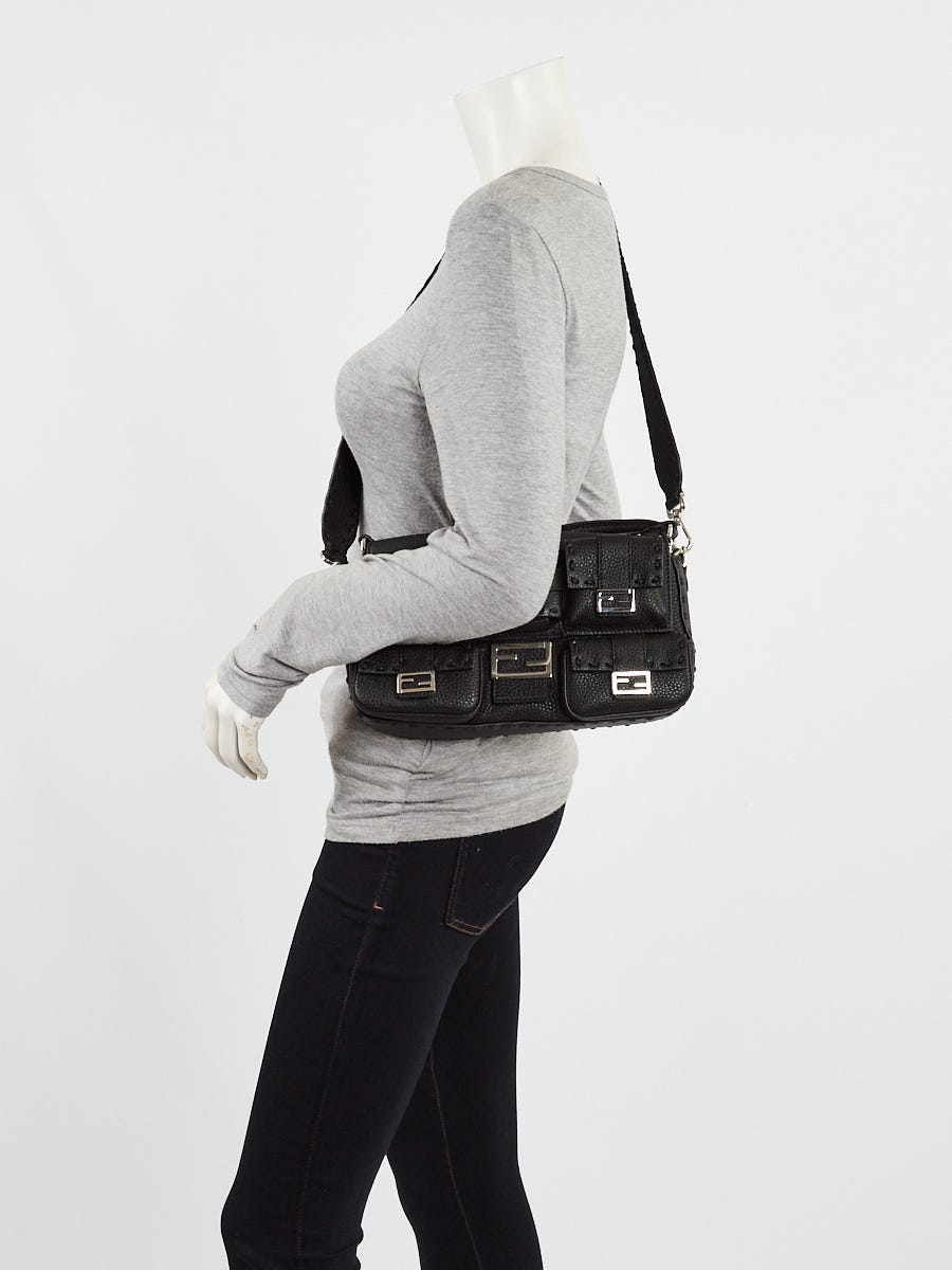 Fendi Black Selleria Leather Convertible Multipocket