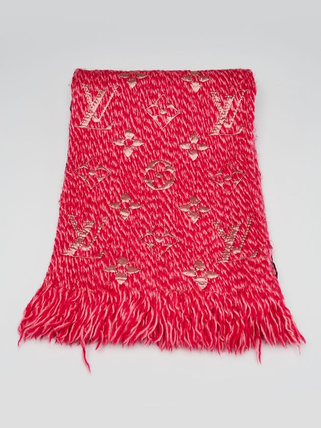 Louis Vuitton Pink Wool/Silk Logomania Scarf