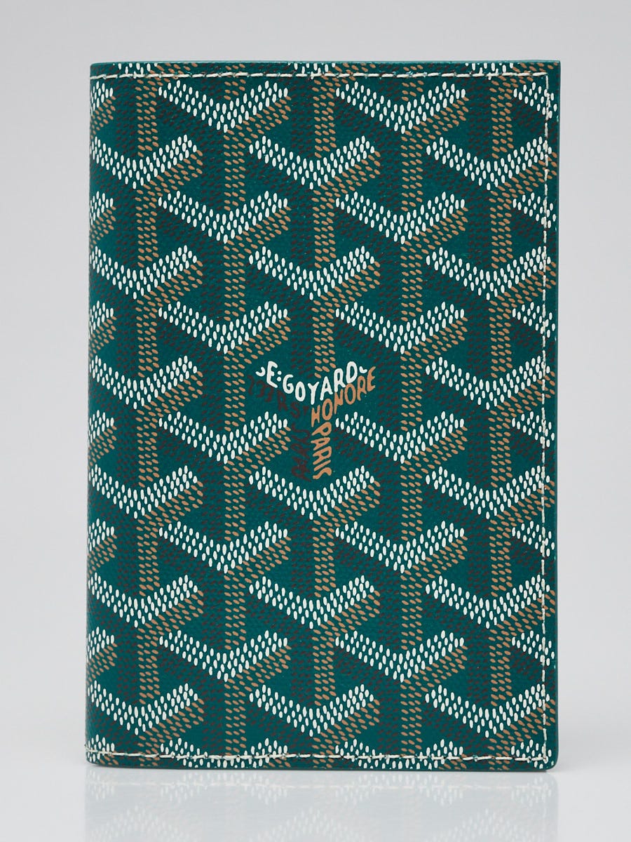 Goyard Green Chevron Printed Coated Canvas Grenelle Passport Holder Yoogi s Closet