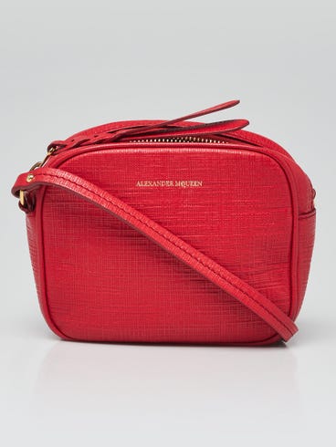 Alexander McQueen Red Textured Leather Crossbody Bag