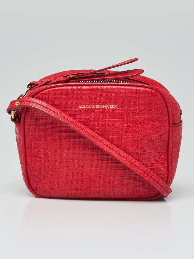 Alexander McQueen Red Textured Leather Crossbody Bag
