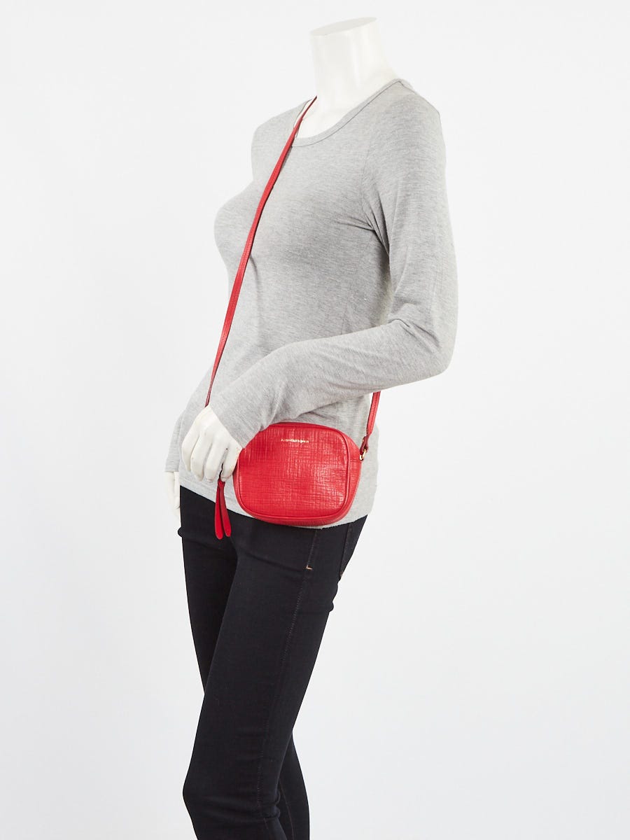 Alexander McQueen Red Textured Leather Crossbody Bag