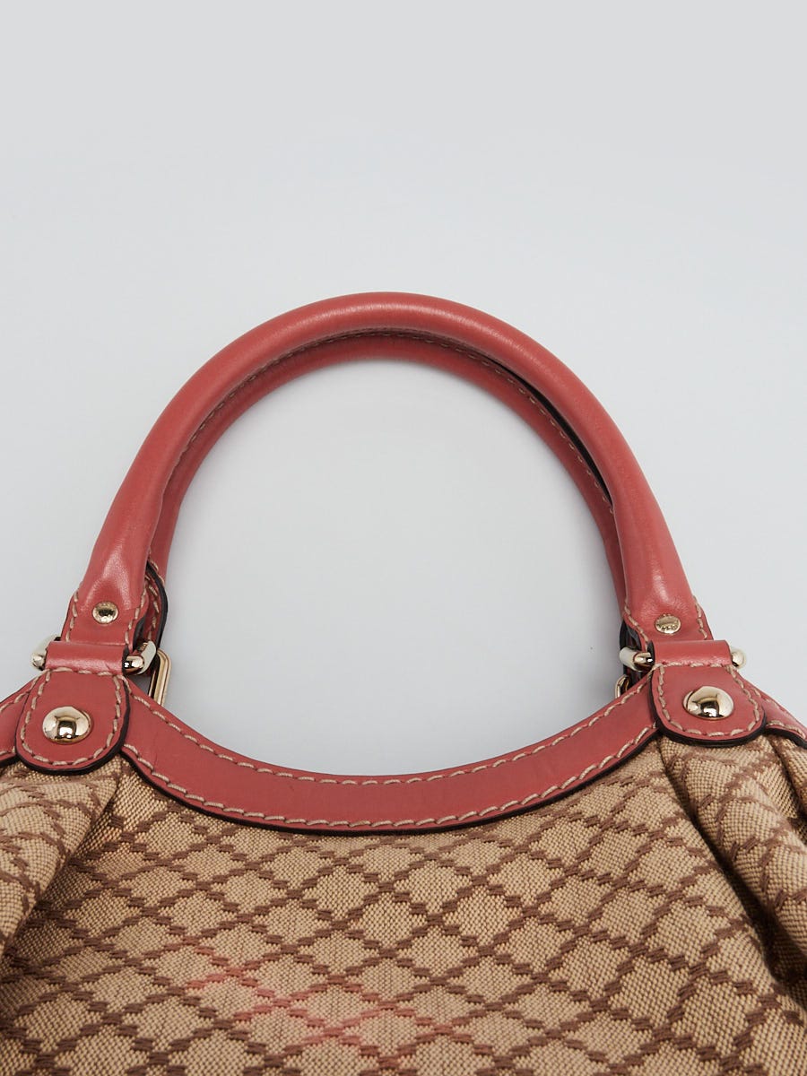 Gucci Beige/Pink Diamante Canvas Medium Sukey Bag | Yoogi's Closet