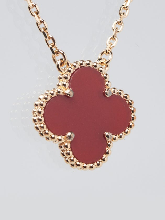 Van Cleef Arpels 18k Yellow Gold and Carnelian Vintage Alhambra