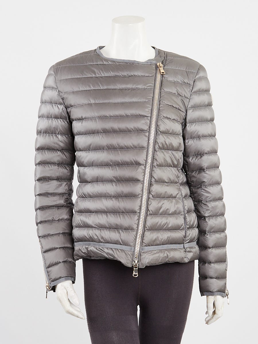 Moncler Grey Quilted Nylon Down Amey Jacket Size 4/XL | Yoogi's Closet