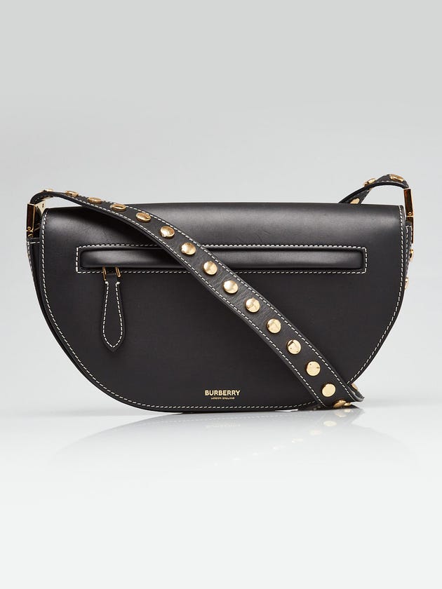 Burberry Black Leather Studded Small Olympia Shoulder Bag