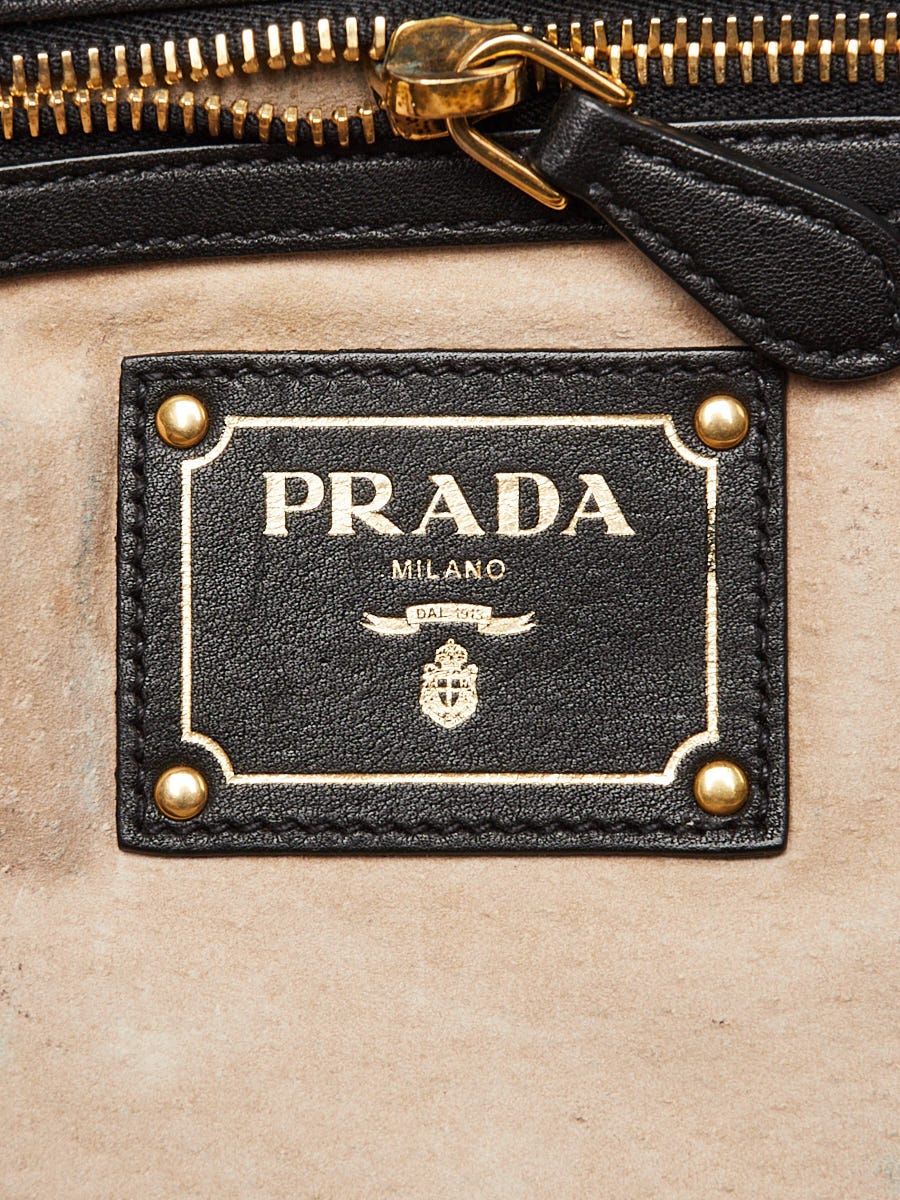 Prada Black Soft Calf Leather Large Shopping Tote Bag BN1713