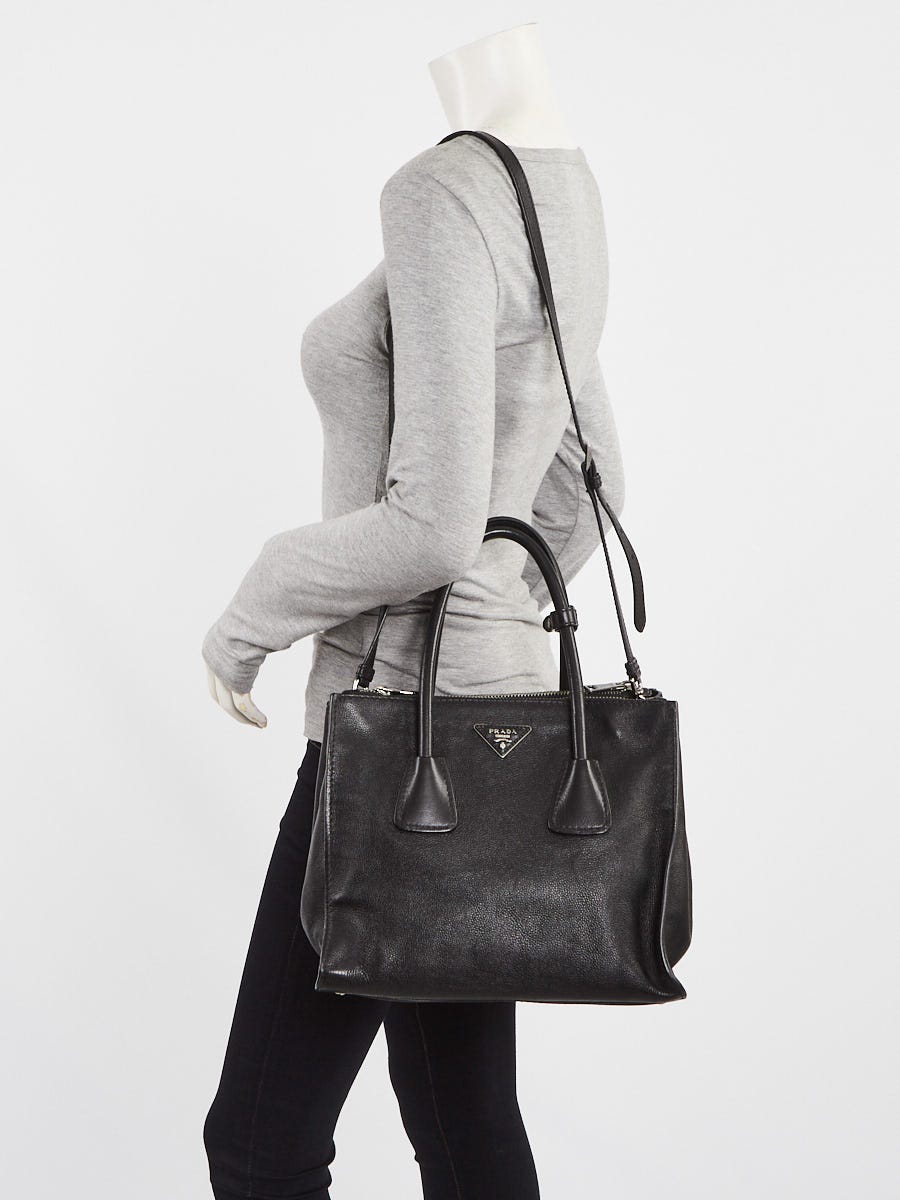 PRADA 2way バック1BG369 GLACE CALF 黒 Prada Glacé Calf Leather Tote Bag in Black - Purse Utopia