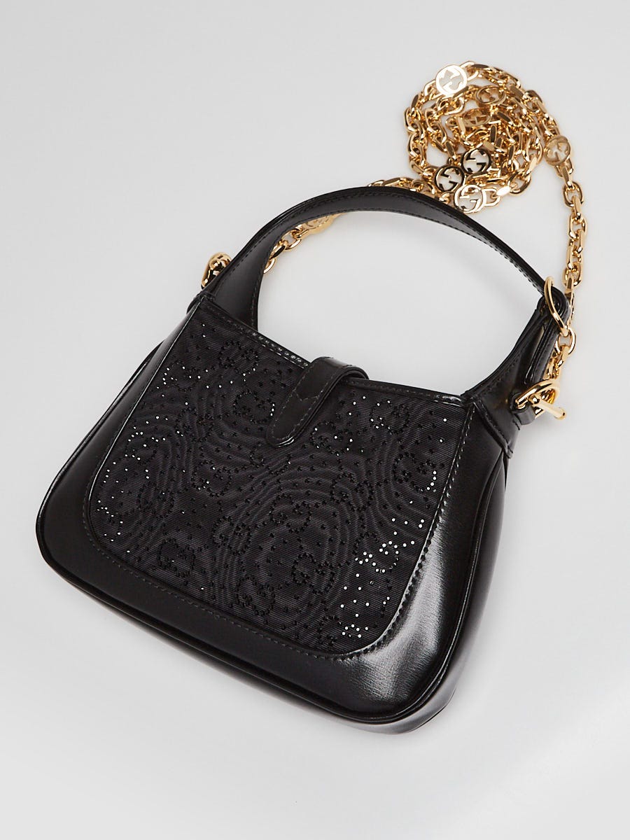 Gucci Black Leather/Satin Crystal GG Jackie 1961 Mini Bag | eBay