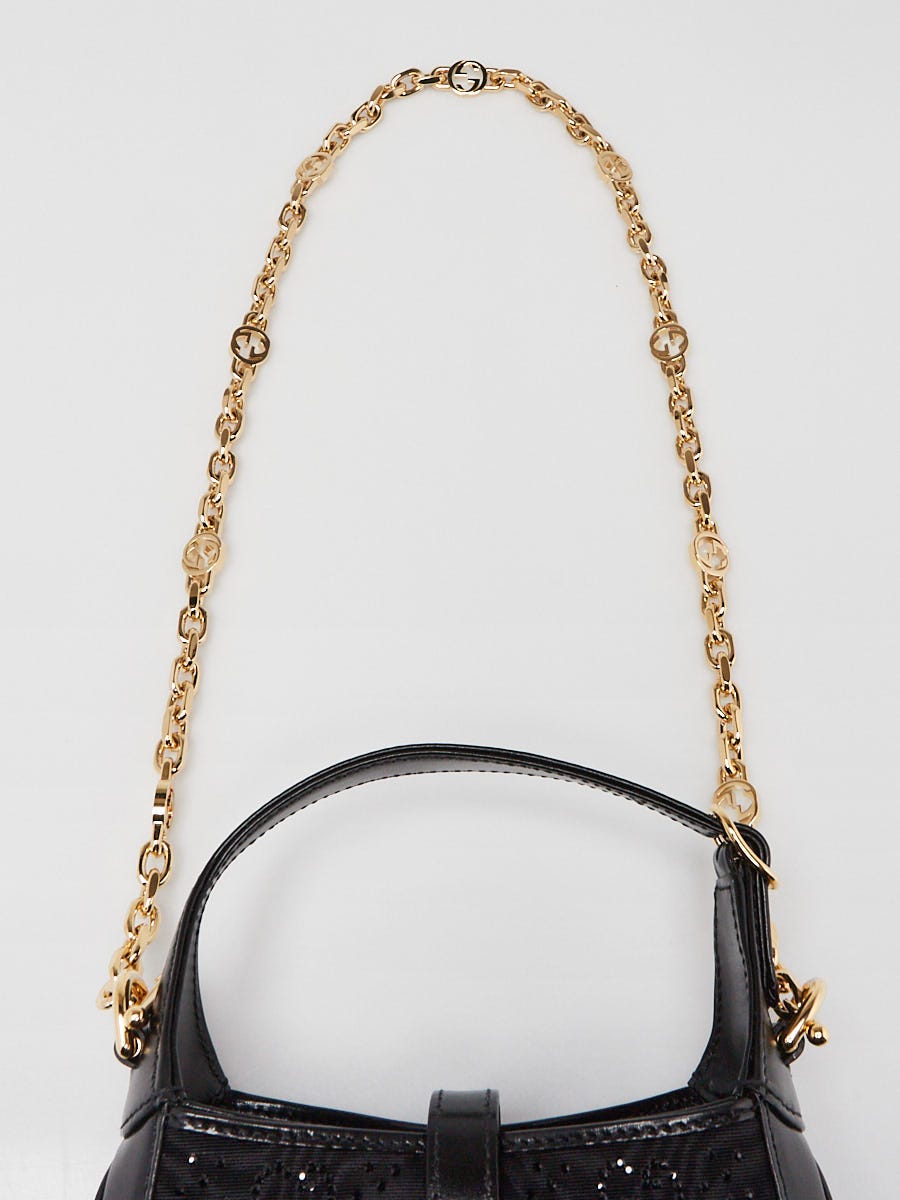 Gucci Black Leather/Satin Crystal GG Jackie 1961 Mini Bag