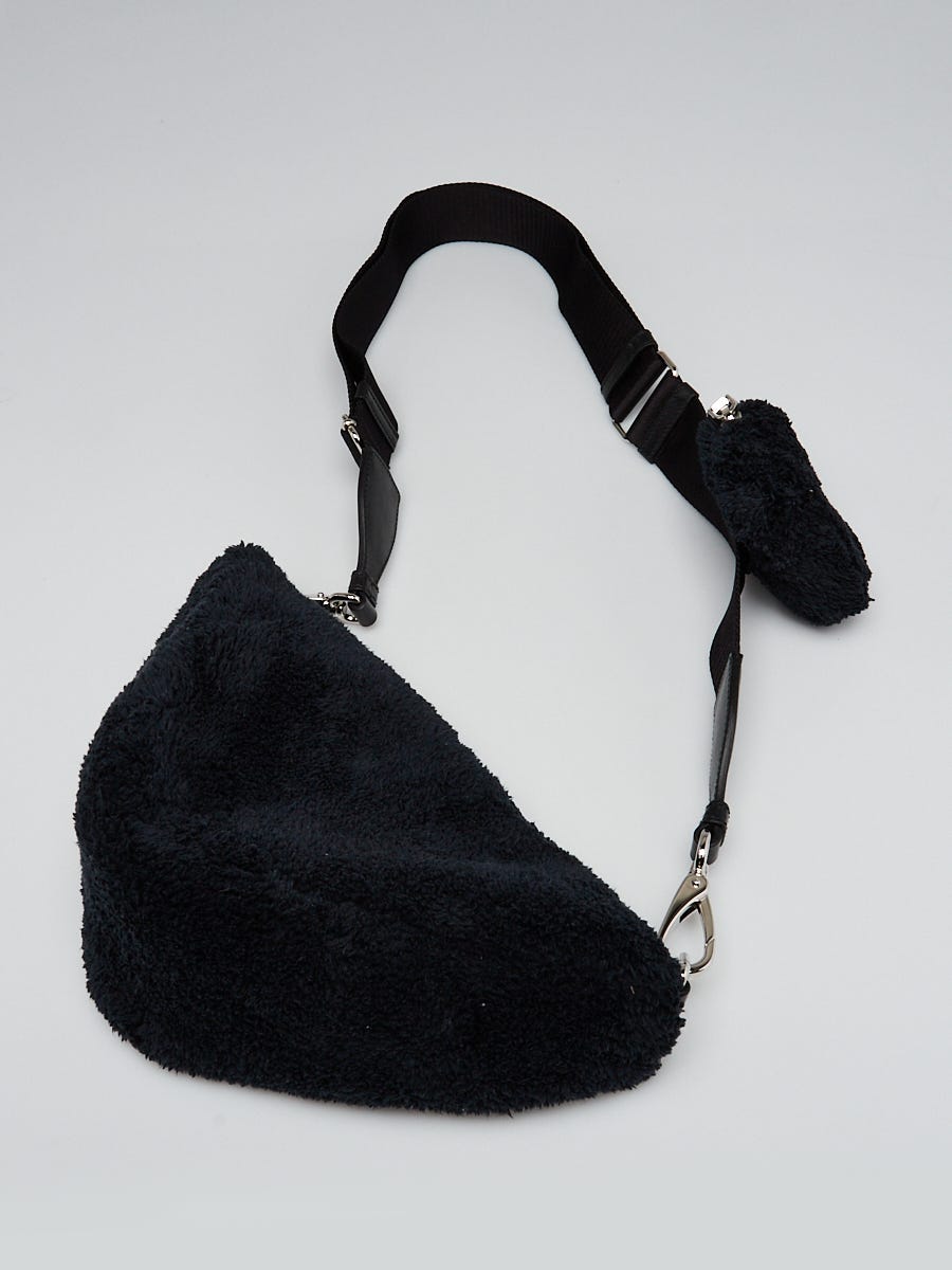 Prada Black Terry Triangle Logo Crossbody Bag 1BH190 | Yoogi's Closet