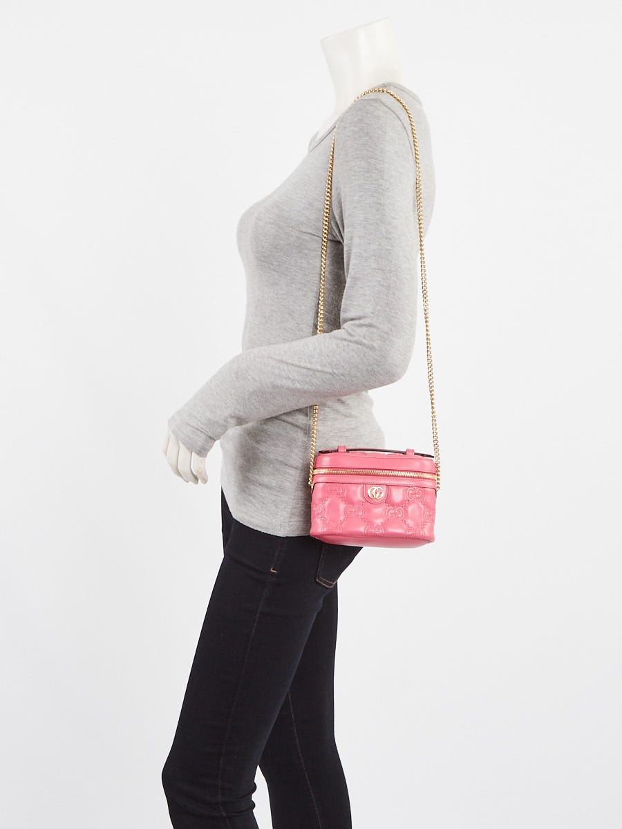 Gucci Pink GG Quilted Leather Matelassè Mini Top Handle Bag