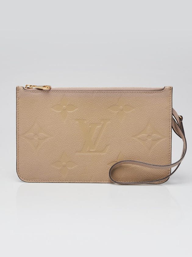 Louis Vuitton Turtle Dove Monogram Giant Empreinte Leather Neverfull Pochette Zippered Clutch Bag