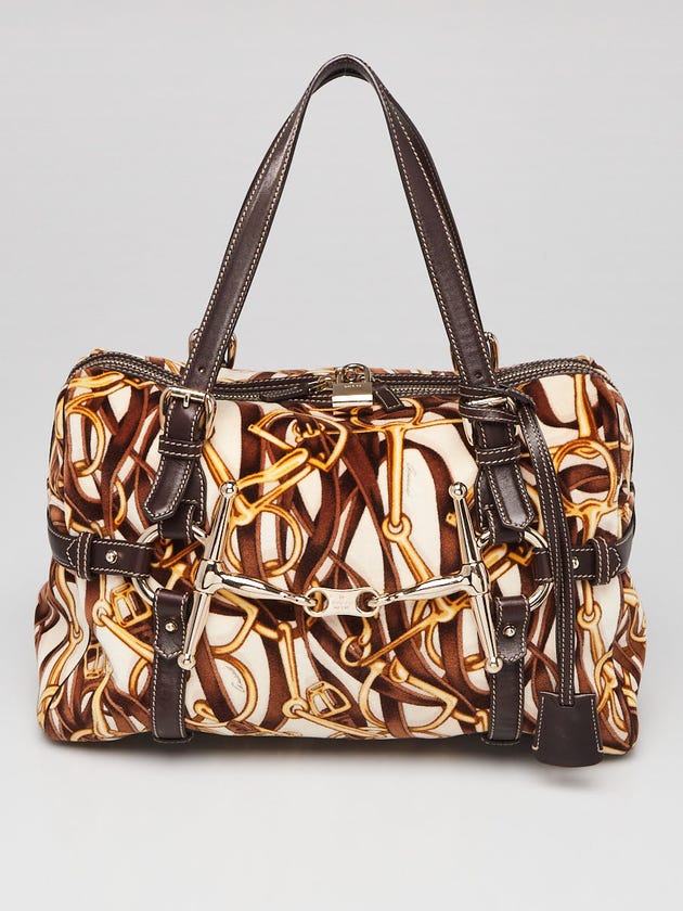 Gucci Brown Velvet 85th Anniversary Bridal Bit Boston Bag