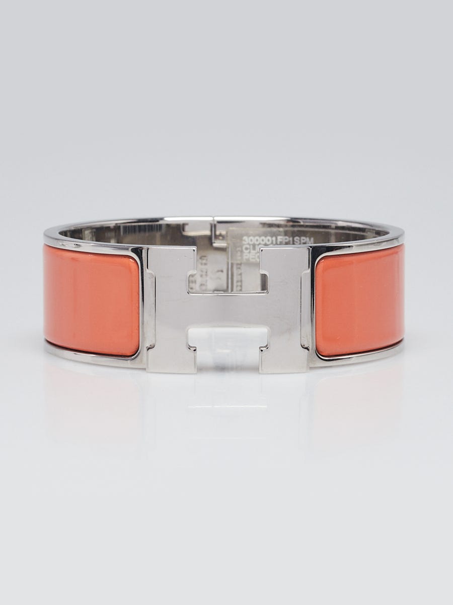 Hermes Peche Melba Enamel Gold Plated Clic-Clac H PM Wide Bracelet