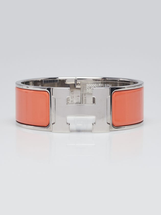 Hermes Peche Melba Enamel Gold Plated Clic-Clac H PM Wide Bracelet