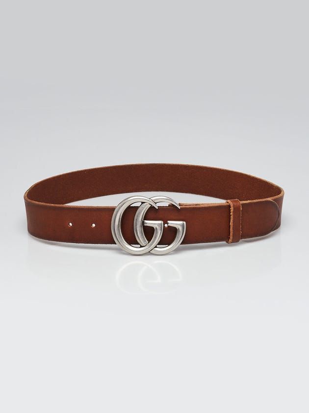Gucci Brown Leather Double G Belt Size 85/34
