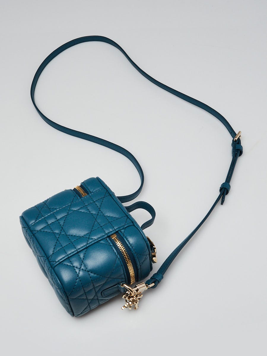 Christian Dior Blue Cannage Quilted Leather Micro Lady Dior Vanity