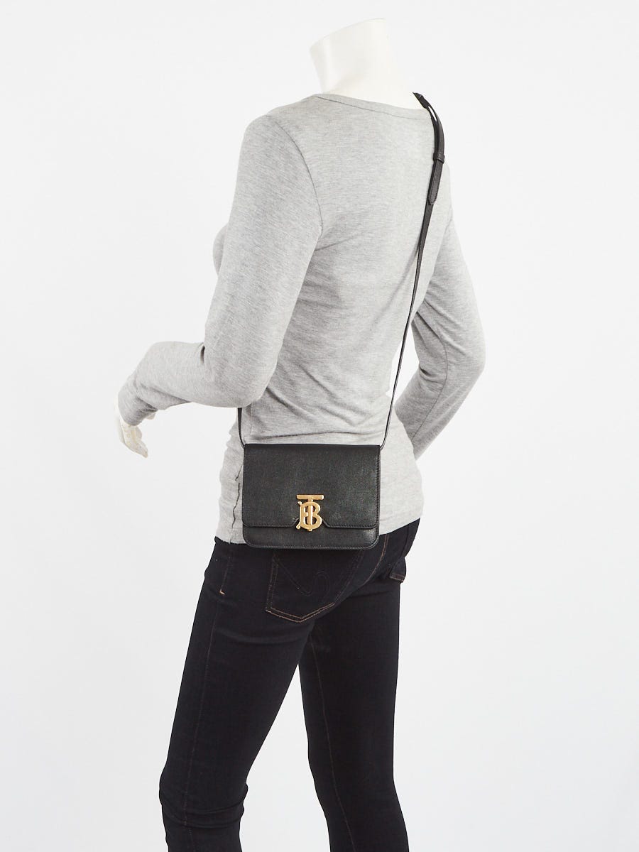 Burberry Black Grained Leather Mini TB Shoulder Bag Burberry Black Grained Leather Mini TB Shoulder Bag