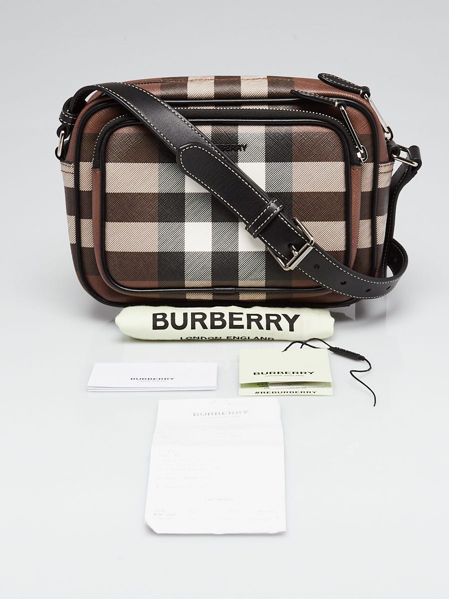 Burberry Dark Birch Brown Giant E Check Canvas Paddy Crossbody Bag Yoogi s Closet