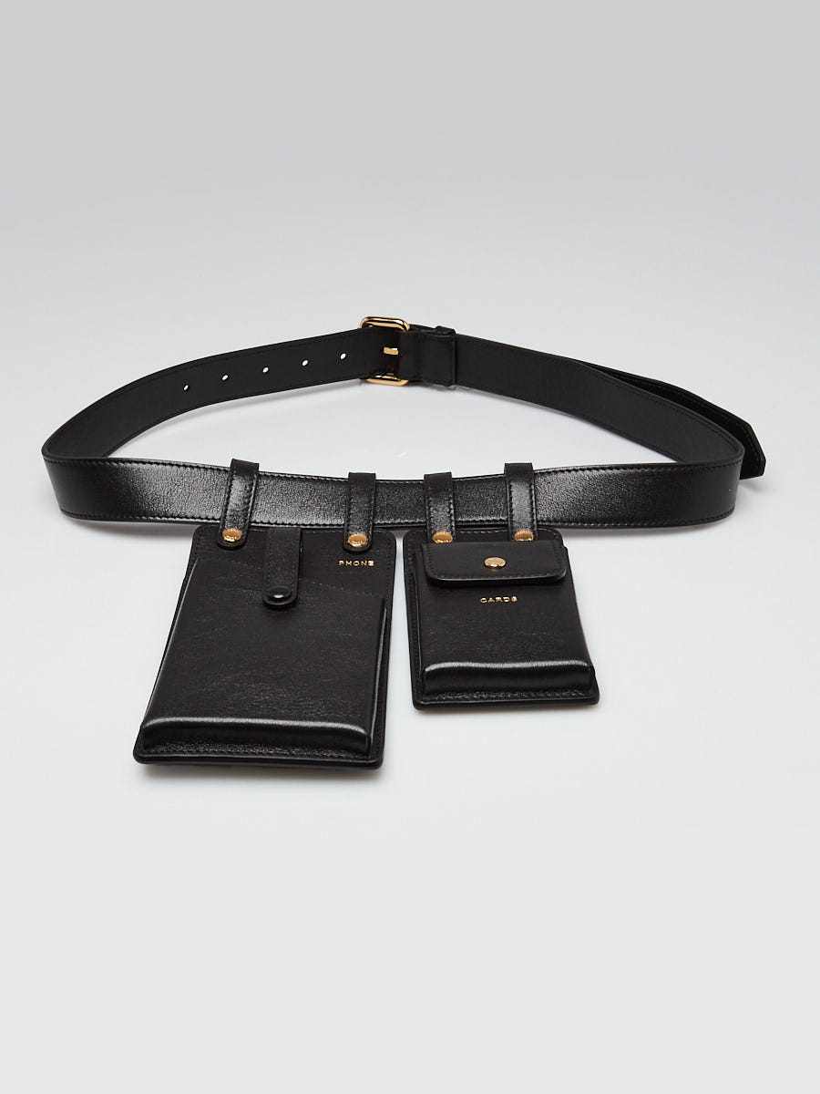 Fendi Black Vitello Glacier Leather Utility Multi Function Belt 8C0654 Yoogi s Closet