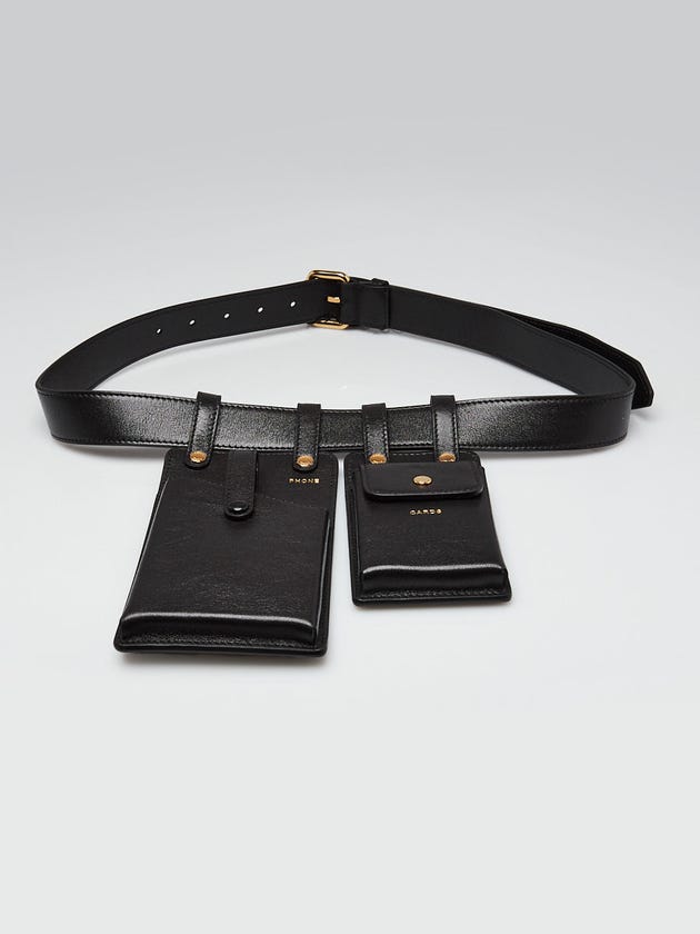 Fendi Black Vitello Glacier Leather Utility Multi-Function Belt 8C0654