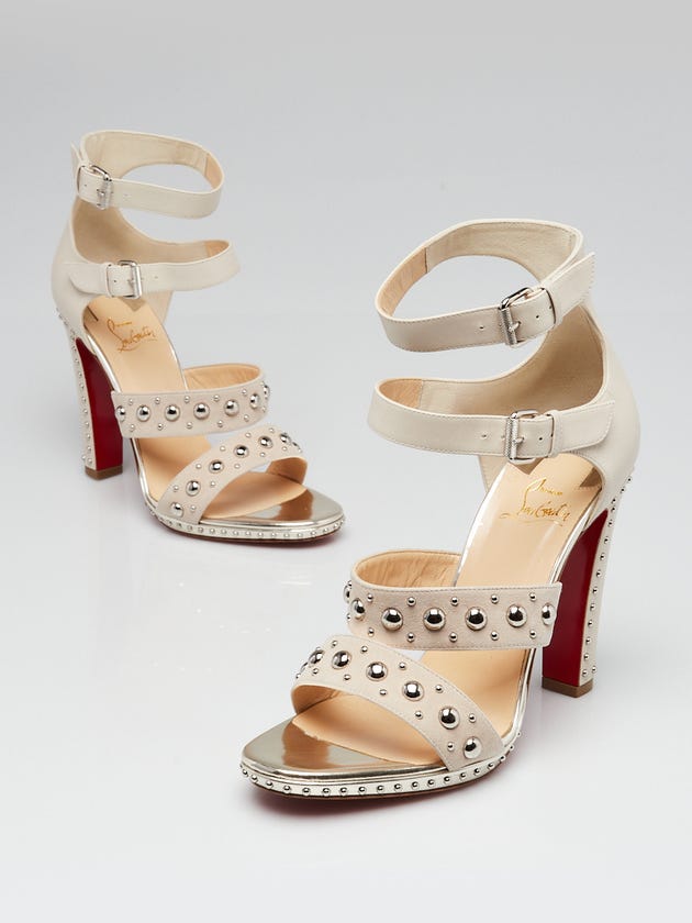 Christian Louboutin Beige Leather and Suede Decodame 120 Heels Size 9/39.5
