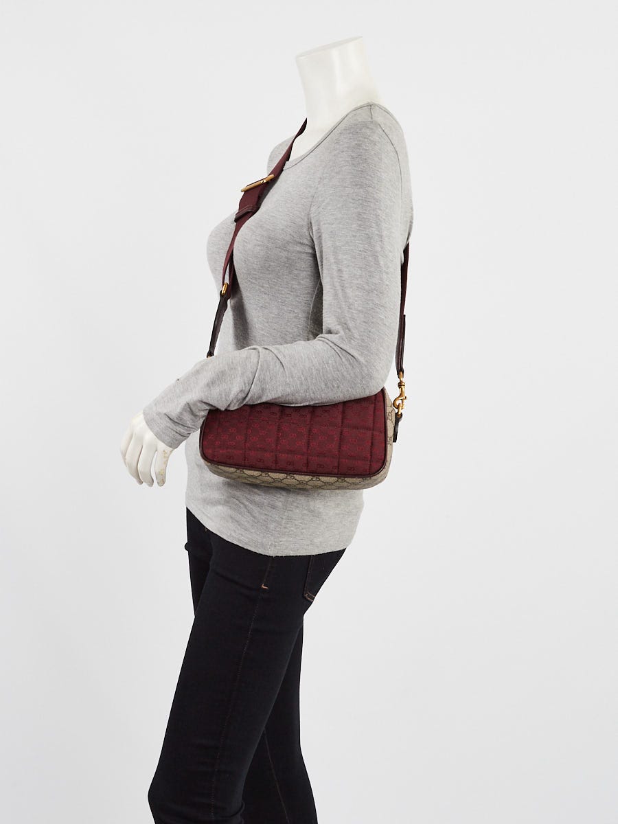 Gucci Burgundy/Beige Quilted Fabric/Coated Canvas Small