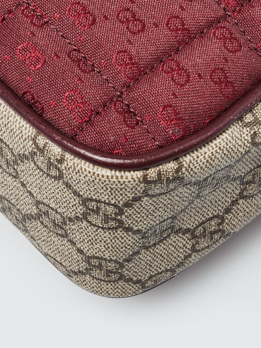 Gucci Burgundy/Beige Quilted Fabric/Coated Canvas Small