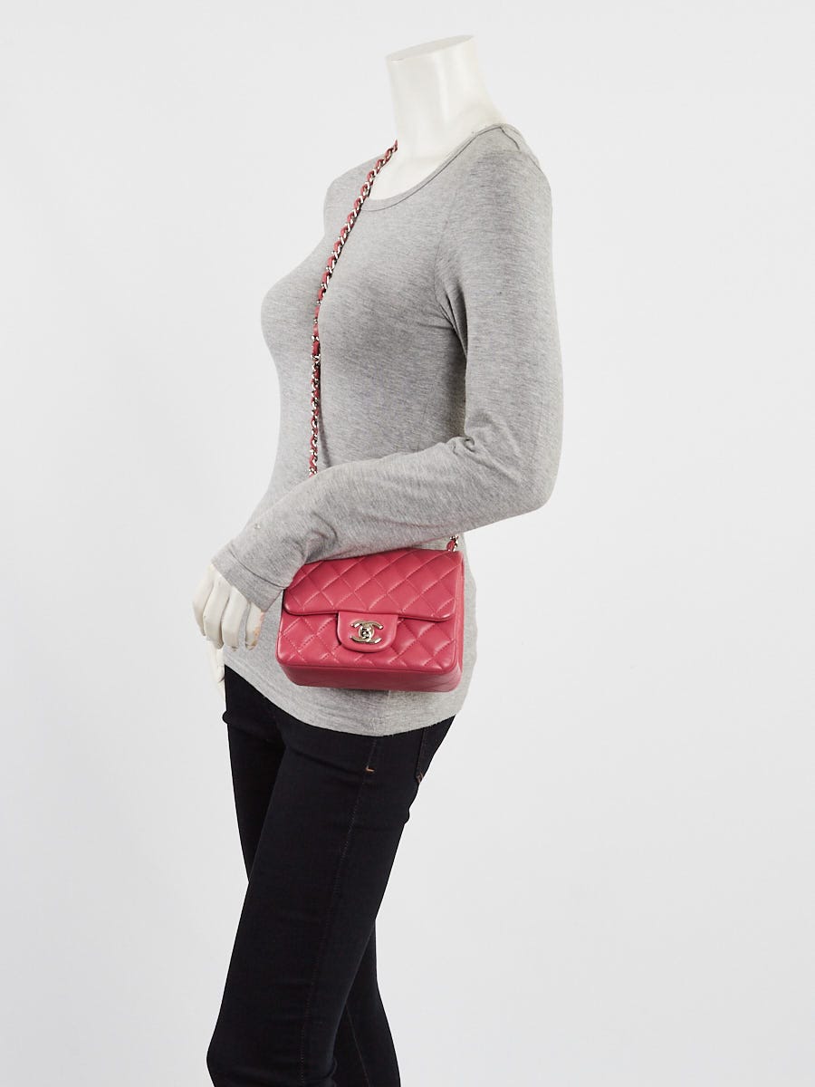 Chanel Pink Quilted Lambskin Leather Classic Square Mini Flap Bag