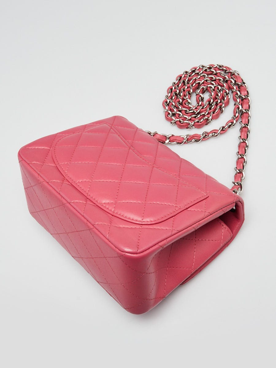 Chanel Pink Quilted Lambskin Leather Classic Square Mini