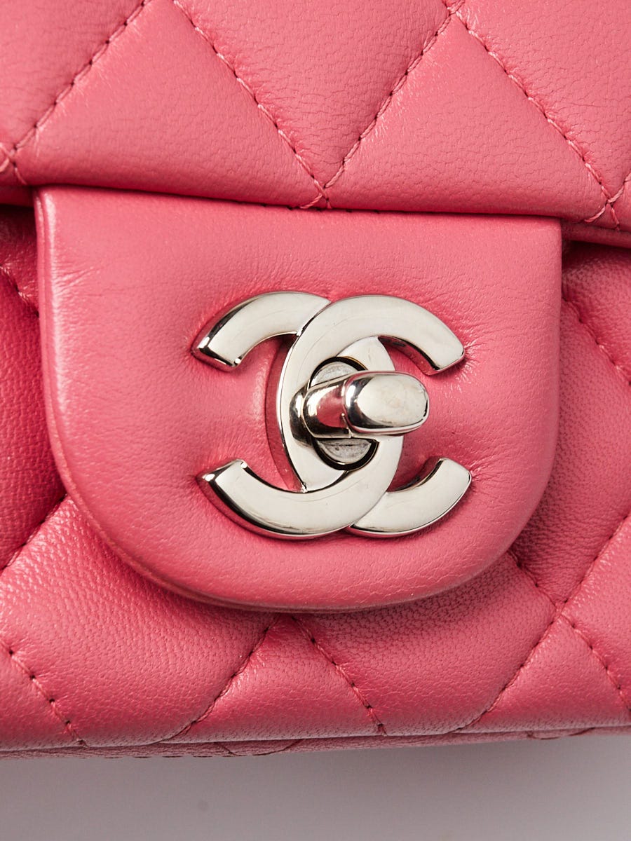 Chanel Pink Quilted Lambskin Leather Classic Square Mini