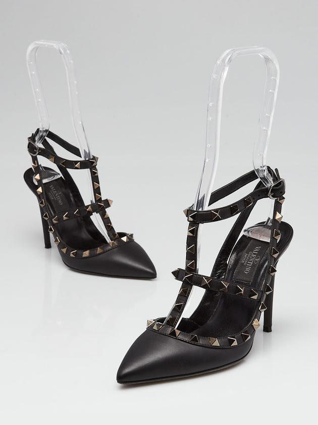 Valentino Black Leather Rockstud Noir Pumps Size 4.5/35