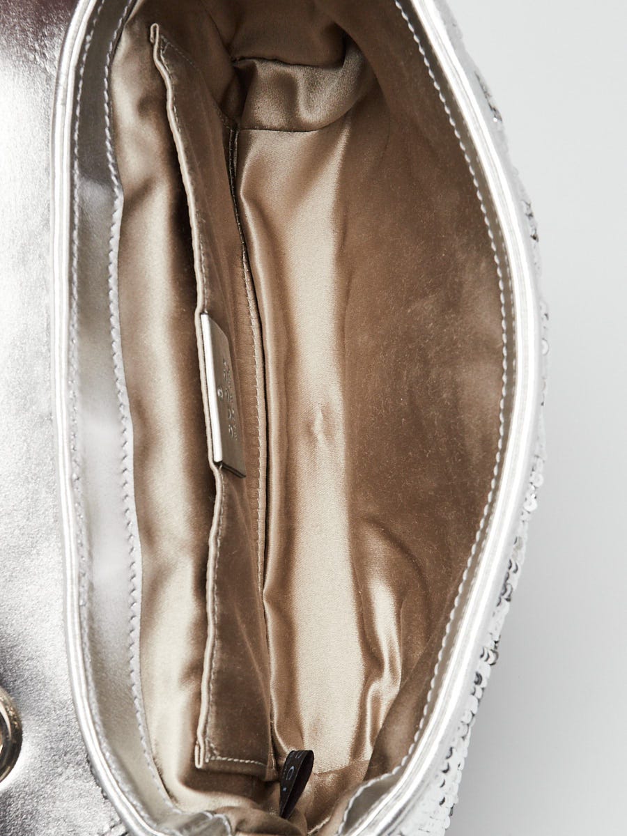 Gucci Silver Sequin Marmont Mini Flap Bag | Yoogi's Closet