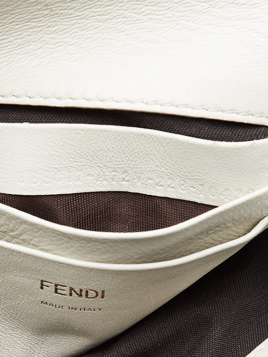 Fendi White Embossed Leather Mini Baguette Crossbody Bag