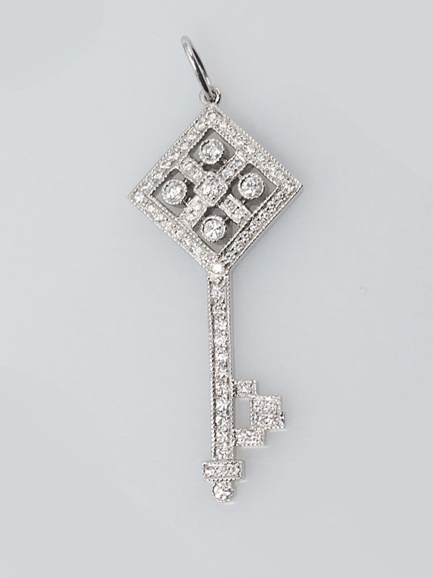 Tiffany & Co. Platinum and Diamond Checkerboard Tiffany Key Pendant