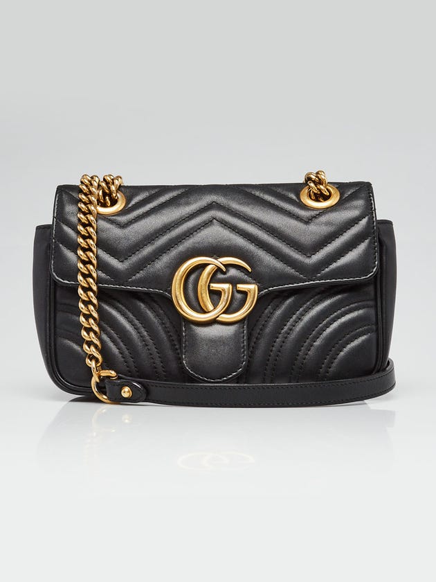 Gucci Black Quilted Leather Marmont Mini Matelasse Shoulder Bag
