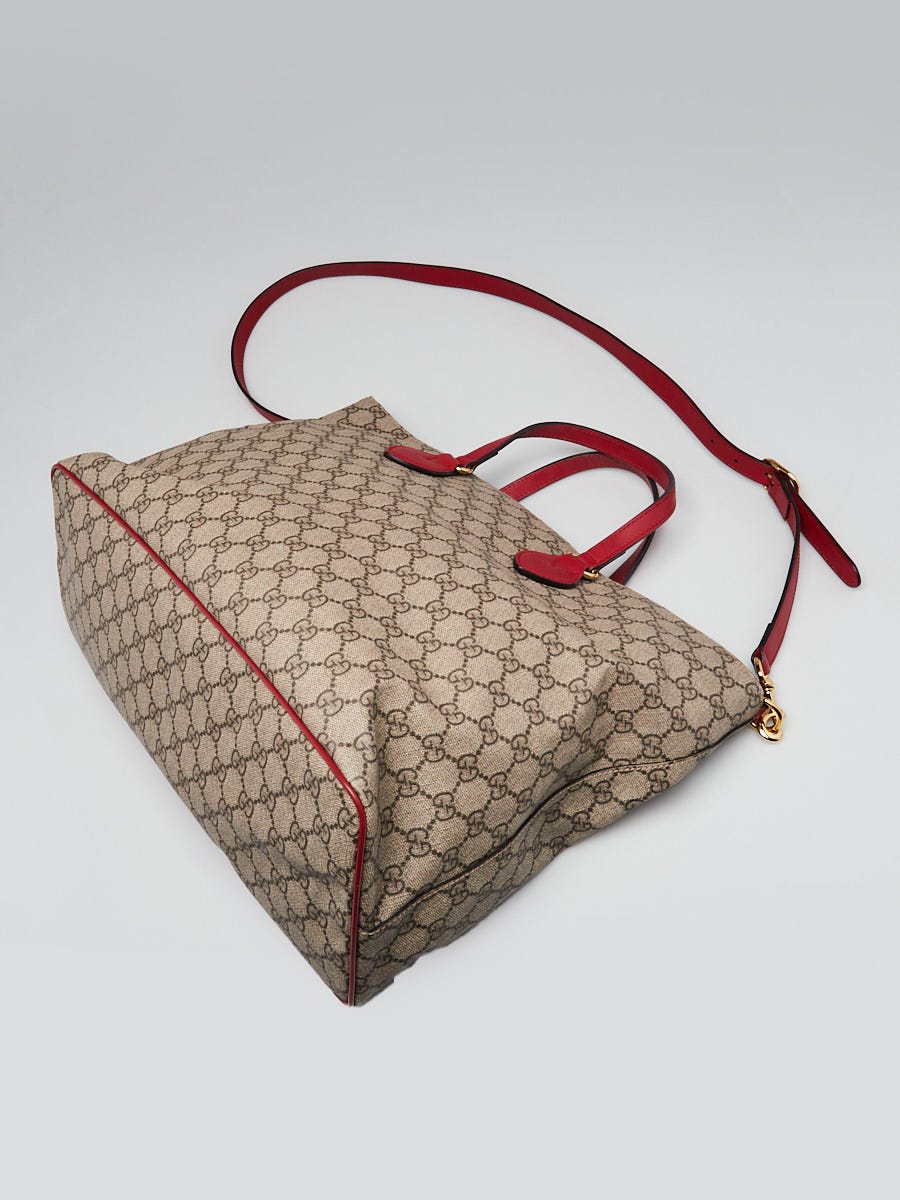 Gucci Beige GG Coated Canvas Supreme Embroidered Heart Snake Tote