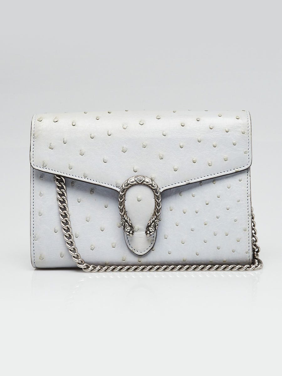 Gucci Blue Ostrich Dionysus Mini Wallet on Chain Bag