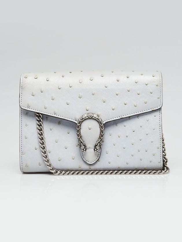 Gucci Blue Ostrich Dionysus Mini Wallet on Chain Bag